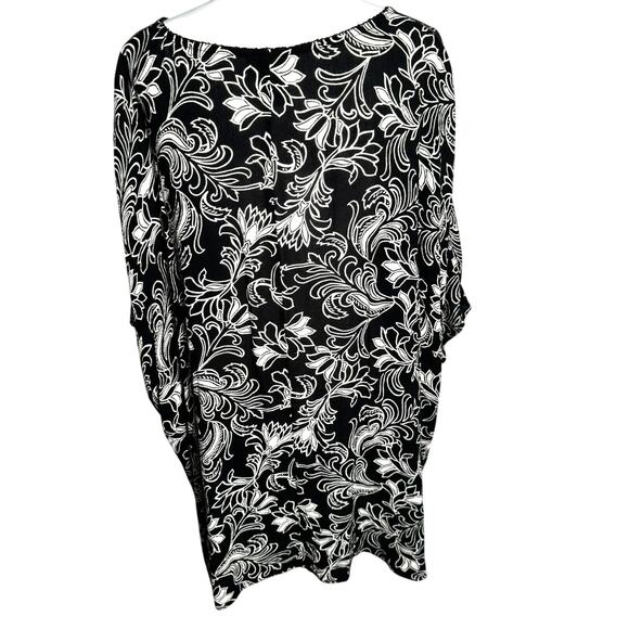 CATHERINES Women's‎ 4X Black White Floral Button Up Shirt Crinkle Lightweight - Picture 2 of 7